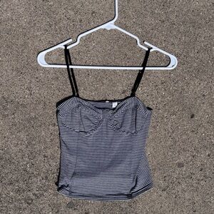 Elegant Black and White Striped Camisole